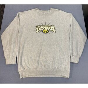 Vintage Y2K Iowa Hawkeyes Sweatshirt Men Large Gray Crewneck Adult